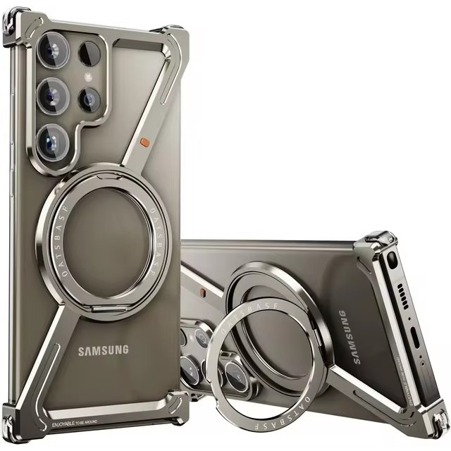 เคสโทรศัพท์ Eary สําหรับ Samsung Galaxy S24 Ultra S24 Plus S24 พร้อมขาตั้งแหวนแม่เหล็ก 360°เปลือกกันกระแทกแบบบางหมุน