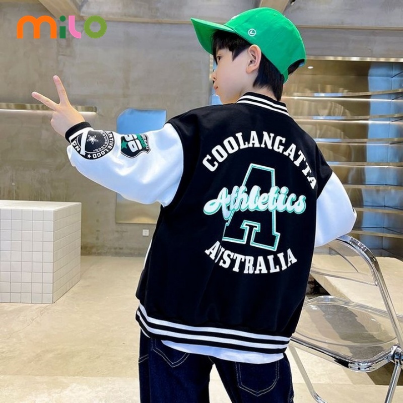 Milo เสื้อแจ็คเก็ตเบสบอลเด็กผู้ชาย สไตล์เกาหลี ฤดูใบไม้ผลิและฤดูใบไม้ร่วง สะดวกสบายและอบอุ่น