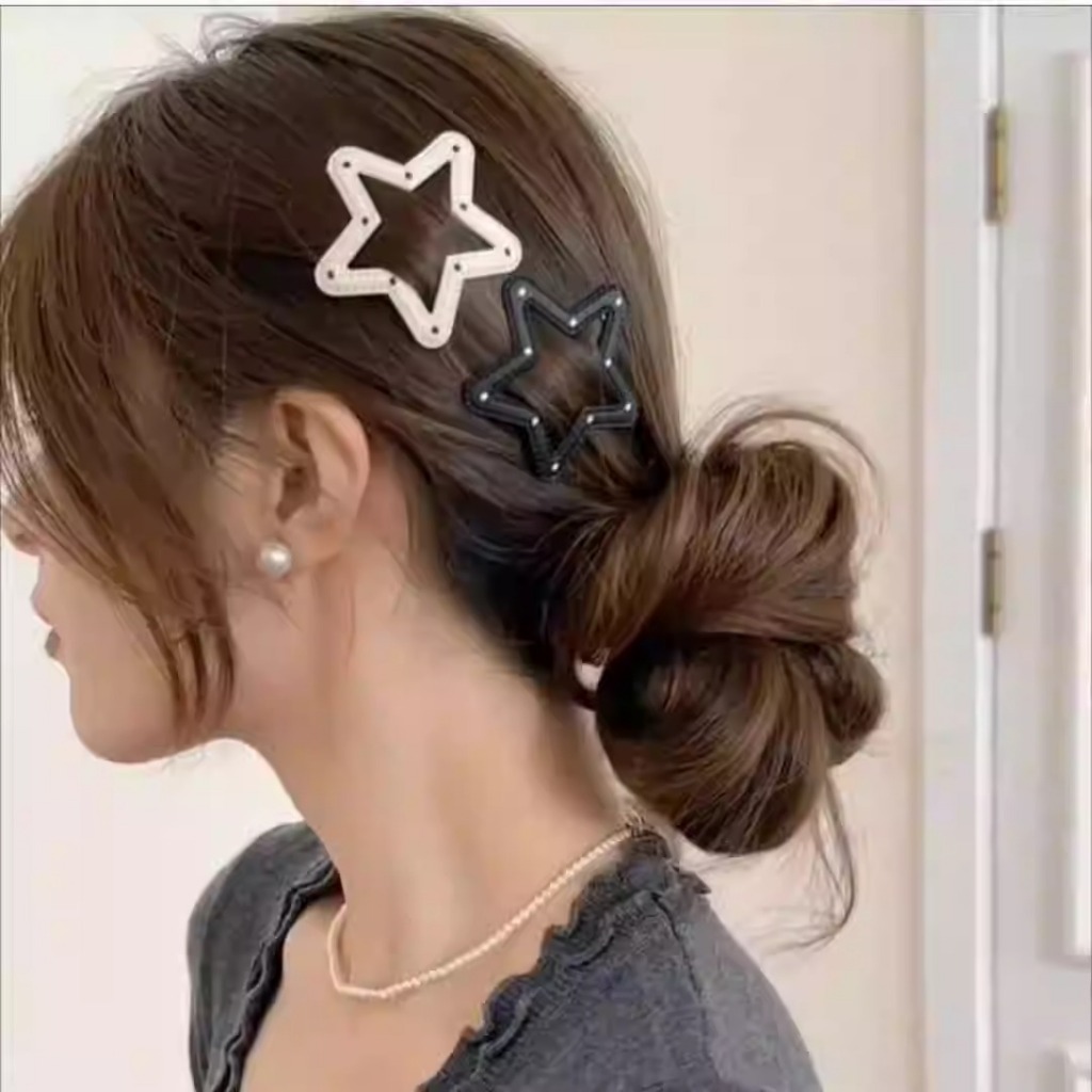 เวอร์ชั่นเกาหลีสีดําสีขาวลายจุดหนังกิ๊บดาวห้าแฉกเมฆbbคลิปด้านเรียบคลิปด้านคลิปกิ๊บผมหัก