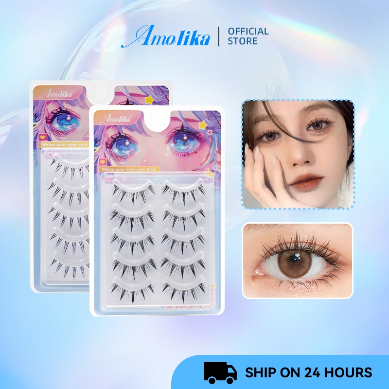 Amolika ขนตาปลอมธรรมชาติ แฮนด์เมด 3D ดูเป็นธรรมชาติ 5 คู่