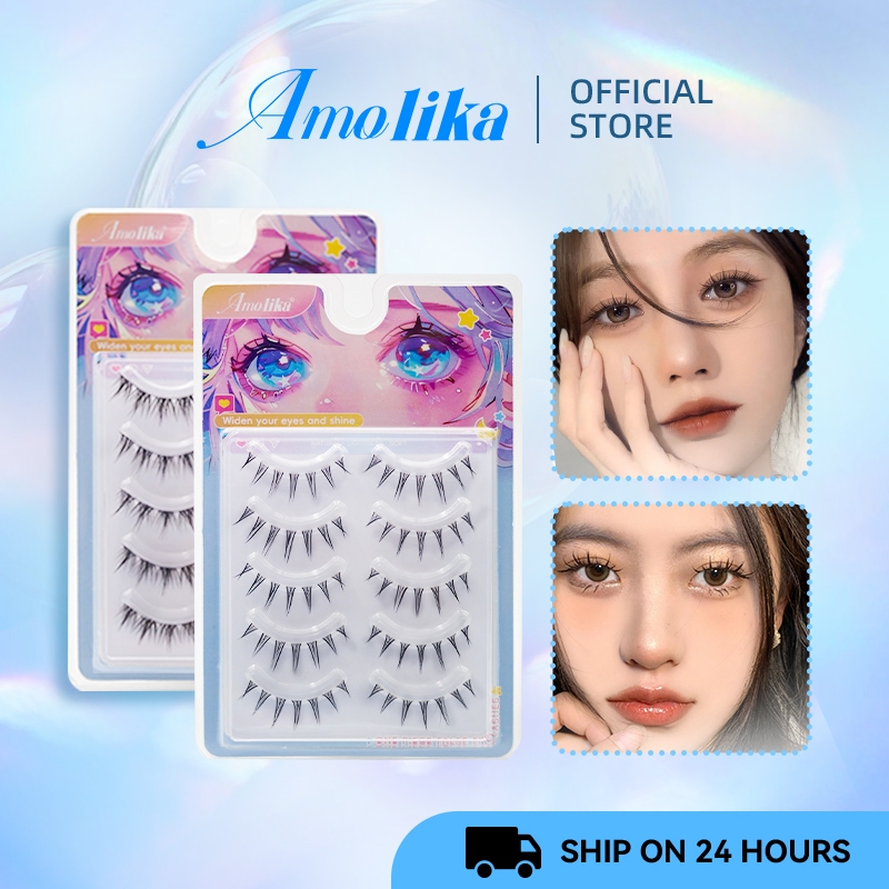 Amolika ขนตาปลอม แบบบาง ดูเป็นธรรมชาติ 5 คู่