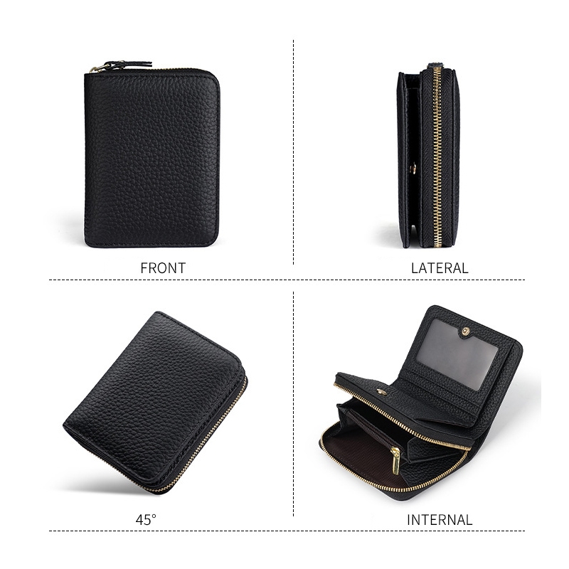 ร RFID ปิดกั้น สไตล์ใหม่แฟชั่นกระเป๋าสตางค์หนังแท้สุภาพสตรีสั้นพับผู้ถือบัตรกระเป๋าใส่เหรียญมัลติฟังก์ชั่ - รูปที่ 4