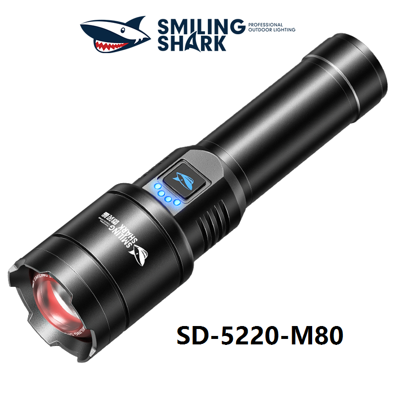 Smiling Shark SD5220 ไฟฉาย Led ซุปเปอร์ไบรท์ ชาร์จใหม่ได้ ไฟฉาย 26650 ไฟฉายสว่างมากพิเศษ นอกบ้าน เหตุการณ์ฉุกเฉิน งาน การใช้งานประจำวัน ตั้งแคมป์ โคมไฟ