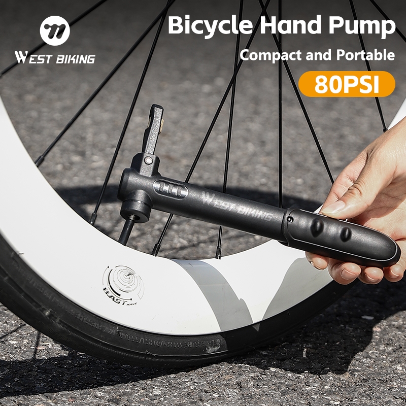 WEST BIKING แบบพกพาจักรยานปั๊มมือ 80Psi น้ําหนักเบา Mini Schrader/Presta วาล์ว Air Inflator อุปกรณ์เสริม — صورة 2