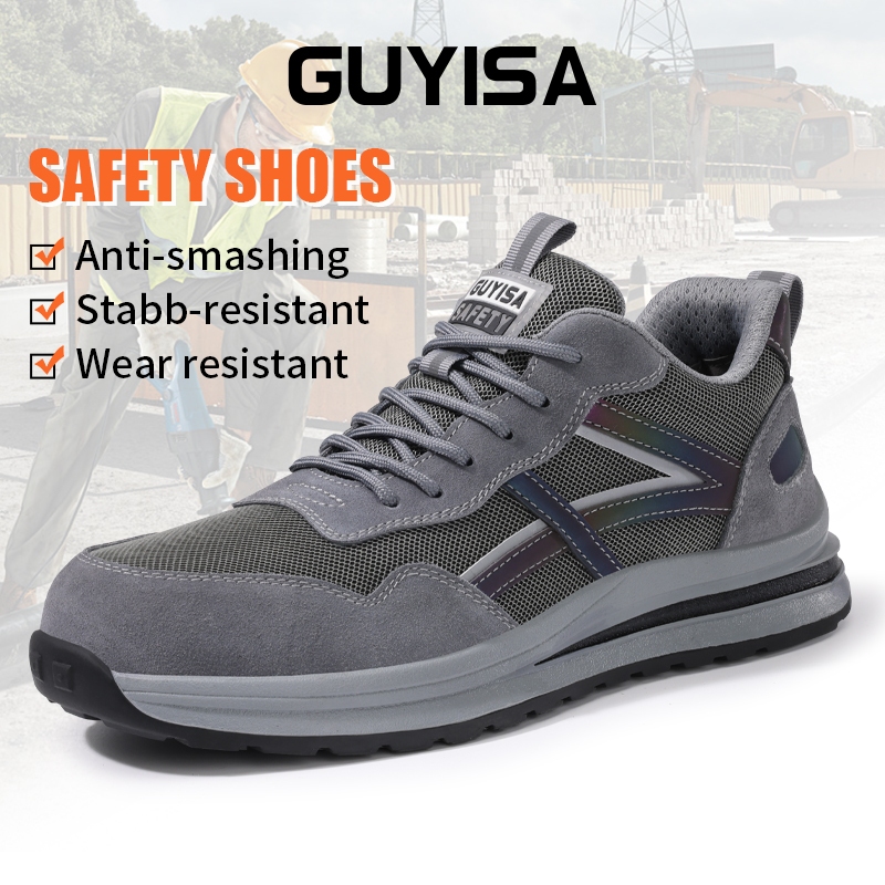 Guyisa รองเท้าเซฟตี้ หัวเหล็ก ระบายอากาศ เบาพิเศษ เพื่อความปลอดภัย สําหรับผู้ชาย พร้อมส่ง