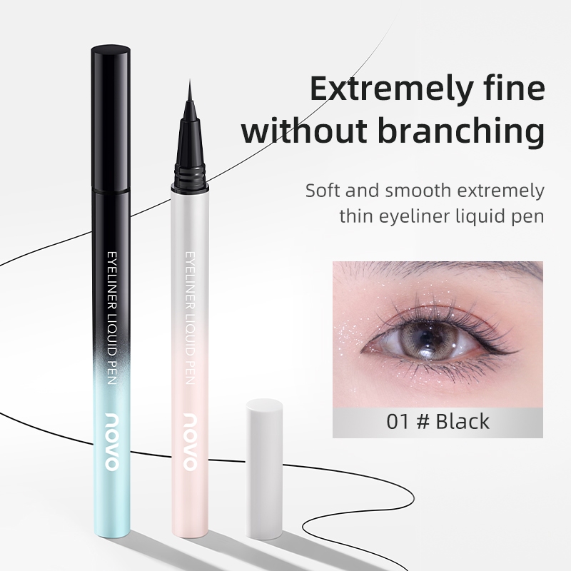 NOVO ใหม่ สีดํา Brwon อายไลเนอร์ดินสอ 0.01 Fine Nib แห้งเร็ว Smooth Lasting กันน้ํา Smudgeproof อายไลเนอร์เครื่องสําอาง 6360