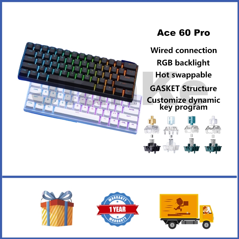 MCHOSE Ace60 Pro Wired Magnetic Switch Keyboard 60% RGB 8K Return Rate, RT0.01MM, Supports SOCD, RS 