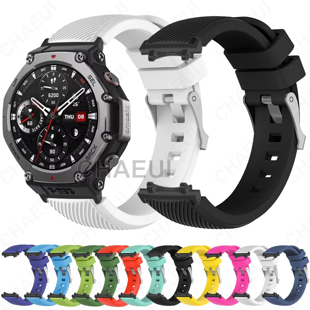 สายรัดซิลิโคนอุปกรณ์เสริมสายนาฬิการะบายอากาศสําหรับ Amazfit T-REX 3
