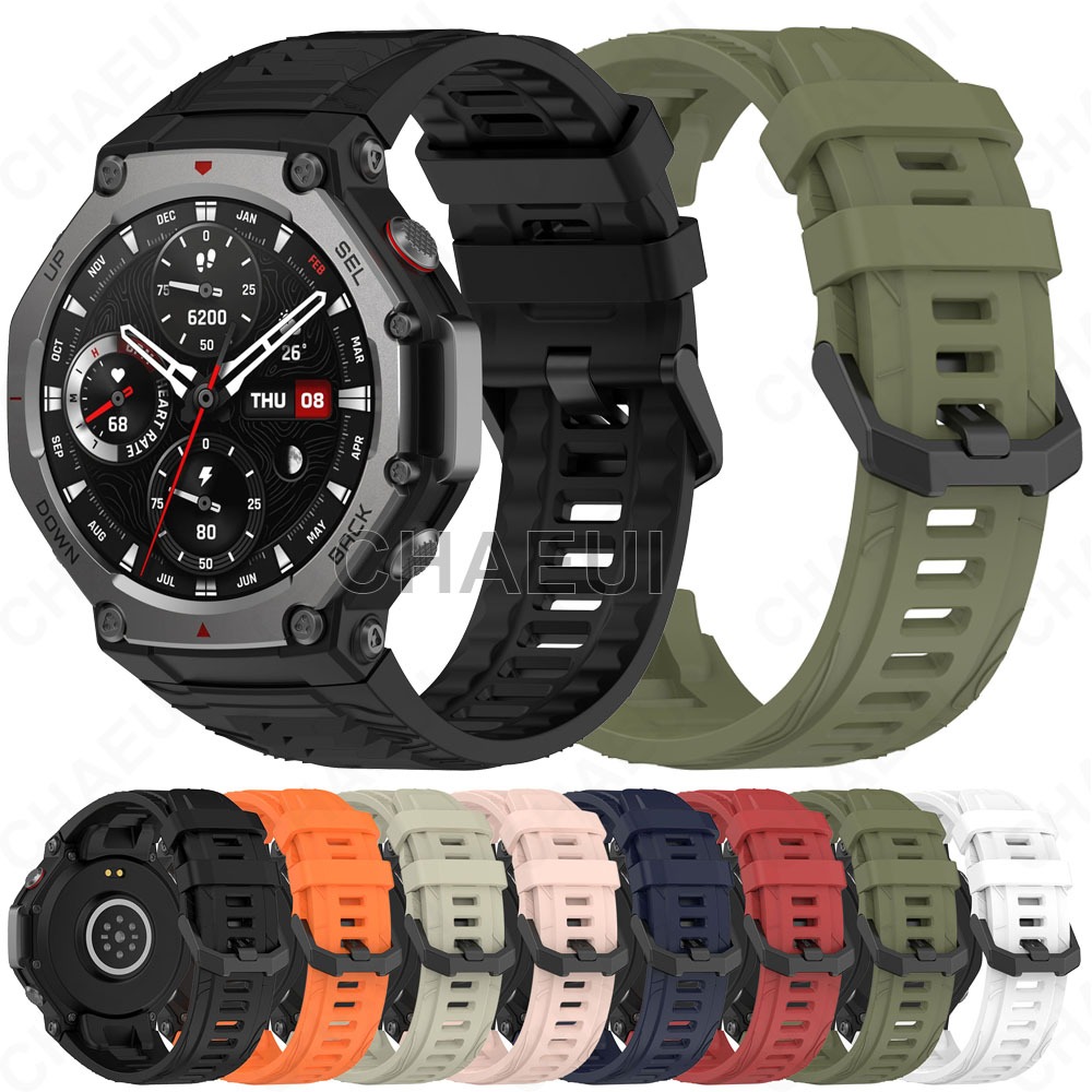 สายรัดซิลิโคนทนทานสายนาฬิกาอุปกรณ์เสริมสําหรับ Amazfit T-REX 3