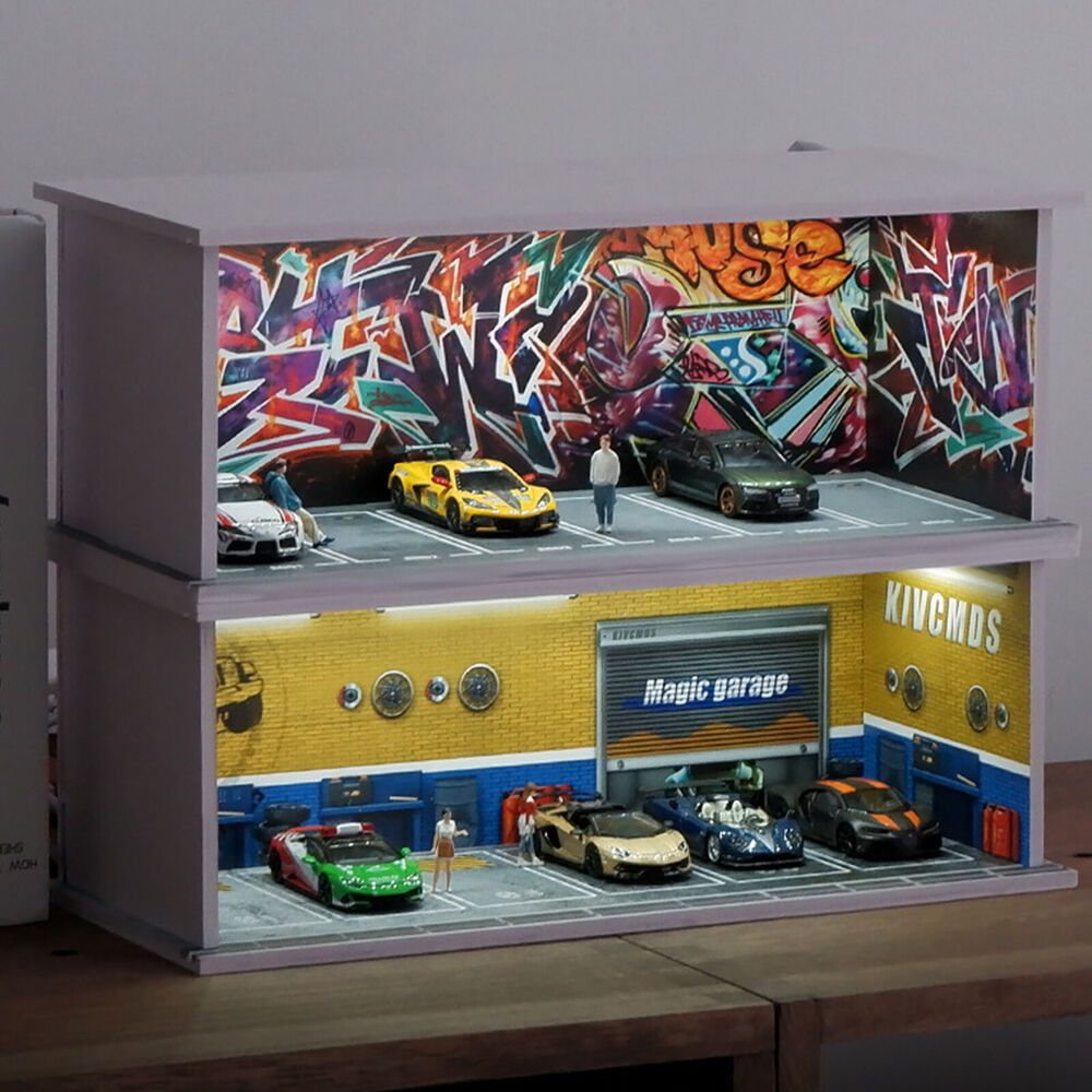 Diorama 1/64 รถโรงรถรุ่น City Parking Lot รุ่น LED Lighting Maintenance Workshop พื้นหลังฉากจอแสดงผลรุ่น - รูปที่ 2
