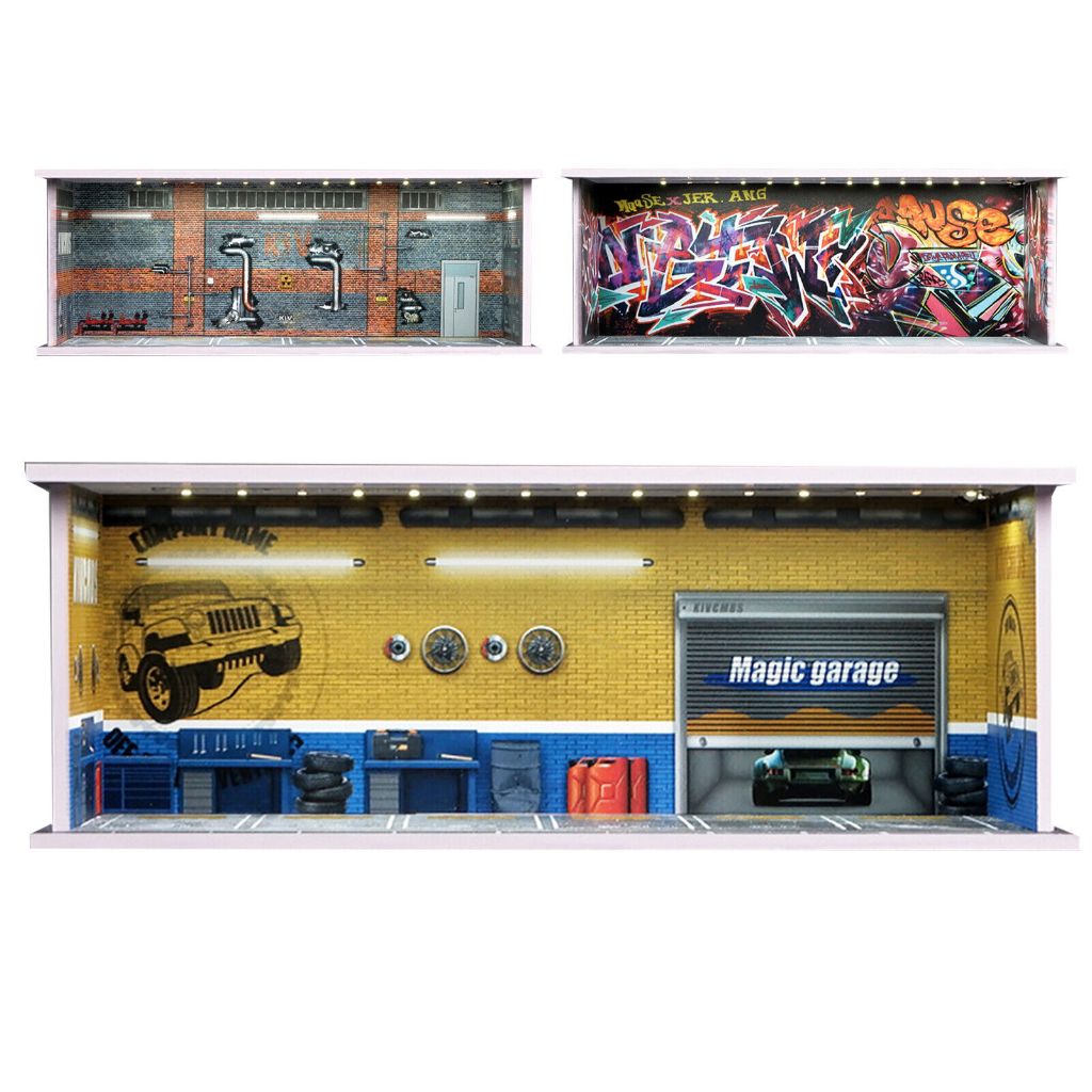 Diorama 1/64 รถโรงรถรุ่น City Parking Lot รุ่น LED Lighting Maintenance Workshop พื้นหลังฉากจอแสดงผลรุ่น - รูปที่ 3