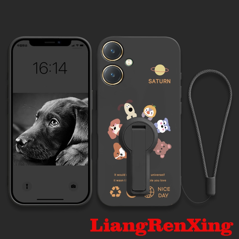 FOR เคส Case สำหรับ VIVO Y27 4g Y27 5g โทรศัพท์ปลอก softcase ซิลิโคนเหลวป้องกันกันกระแทกปกการออกแบบใหม่ความงามกับผู้ถือสัตว์การประชุม ytdwxz01