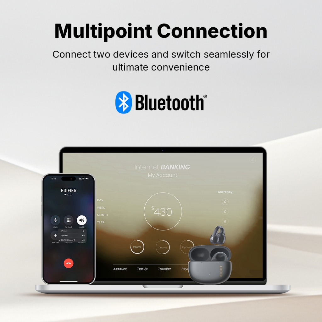 Edifier R1 หูฟังไร้สายบลูทูธแบบเปิดหู ไดรเวอร์ Dynamic เทคโนโลยีเสียงทิศทาง ใช้งานได้ 28 ชั่วโมง ระบบตัดเสียง AI บลูทูธ V5.4 รองรับการเชื่อมต่อหลายอุปกรณ์