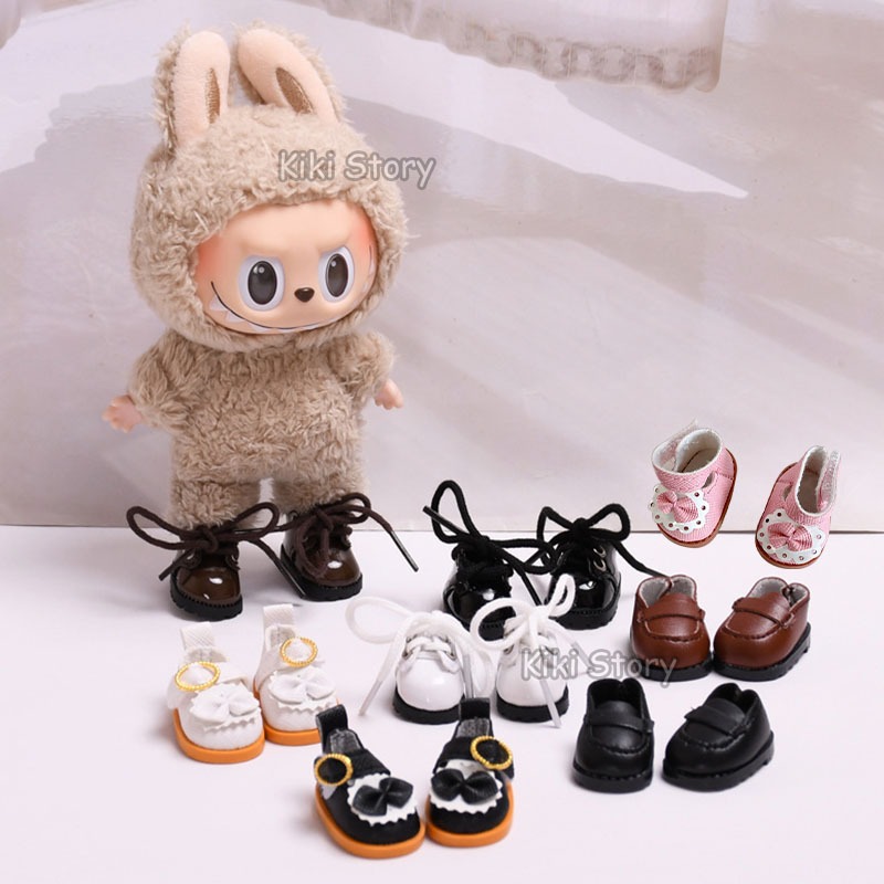 17 ซม.Labu รองเท้าหนัง LABUBU Macarons BJD OZAI รองเท้าผ้าใบรองเท้าผ้าใบตุ๊กตาอุปกรณ์เสริม