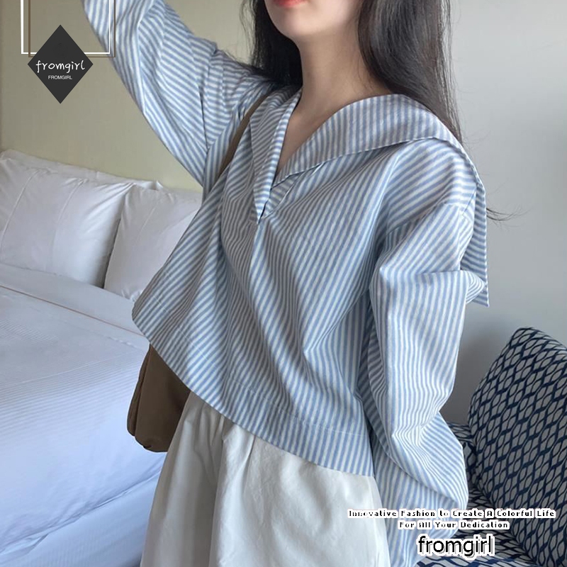 เสื้อเชิ้ตแขนสั้น แขนพัฟ สีฟ้า แฟชั่นฤดูร้อน สไตล์ฝรั่งเศส สําหรับผู้หญิง