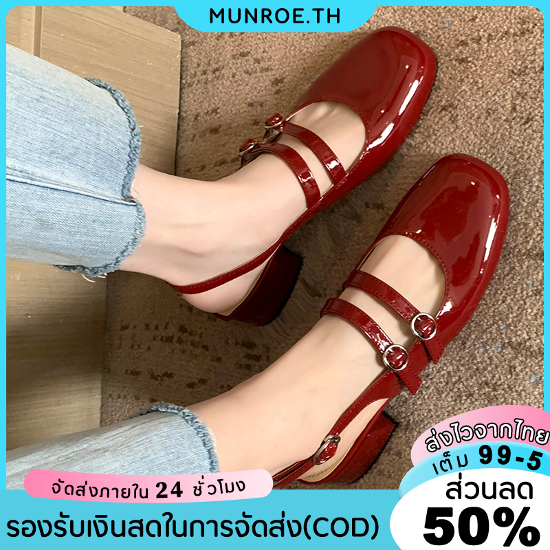 รองเท้าแมรี่เจนลําลอง ส้นหนา หัวกลม คุณภาพดี สไตล์เกาหลี ฝรั่งเศส เหมาะกับใส่ทํางาน สําหรับผู้หญิง และนักเรียน ซส์ใหญ่ 35-40