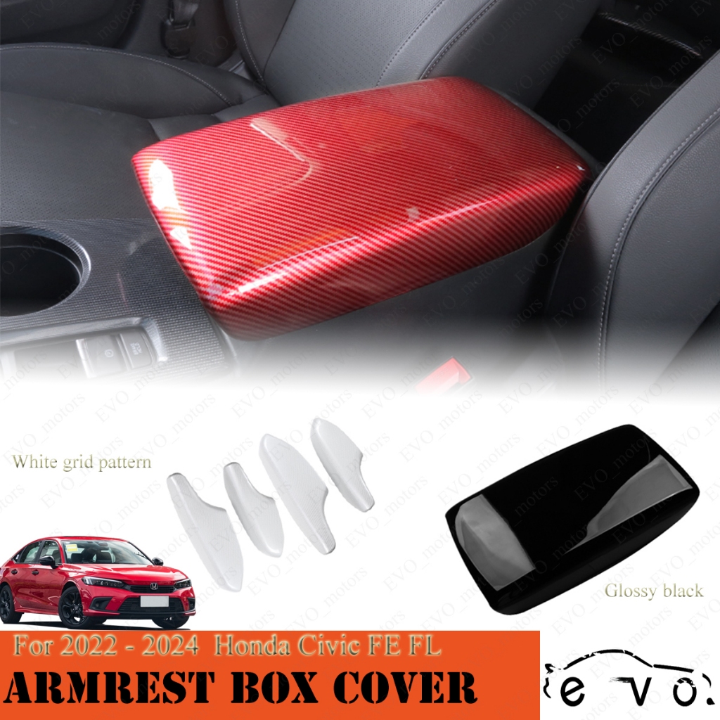สําหรับ2022 - 2025 Honda Civic FE Armrest Box Cover 11th Civic Car Door Armrest Panel Cover Protector ABSรูปแบบคาร์บอนไฟเบอร์