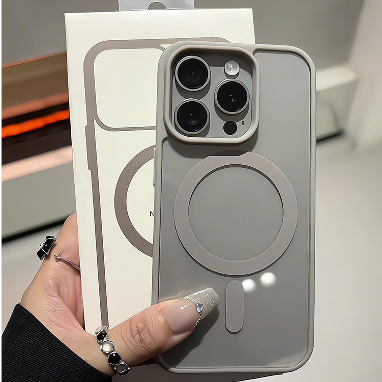 เคสโทรศัพท์โปร่งใสบางเฉียบสําหรับ X Xr Xs Max 7+ 8 Plus iPhone 16 15 14 13 12 11 Pro Max Plus ไร้สายชาร์จแม่เหล็กฝาครอบโทรศัพท์ Anti-fall Hard Case