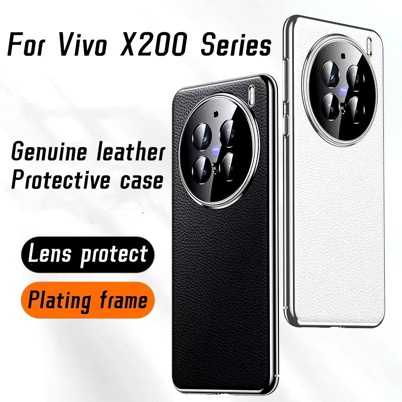 สําหรับ Vivo X200 Pro Mini หนังพรีเมี่ยมกันกระแทกฝาหลังสําหรับ Viv X100 ultra X100S Pro s19 v40 ปลอกความรู้สึกผิวชุบเลนส์ป้องกันกรณี