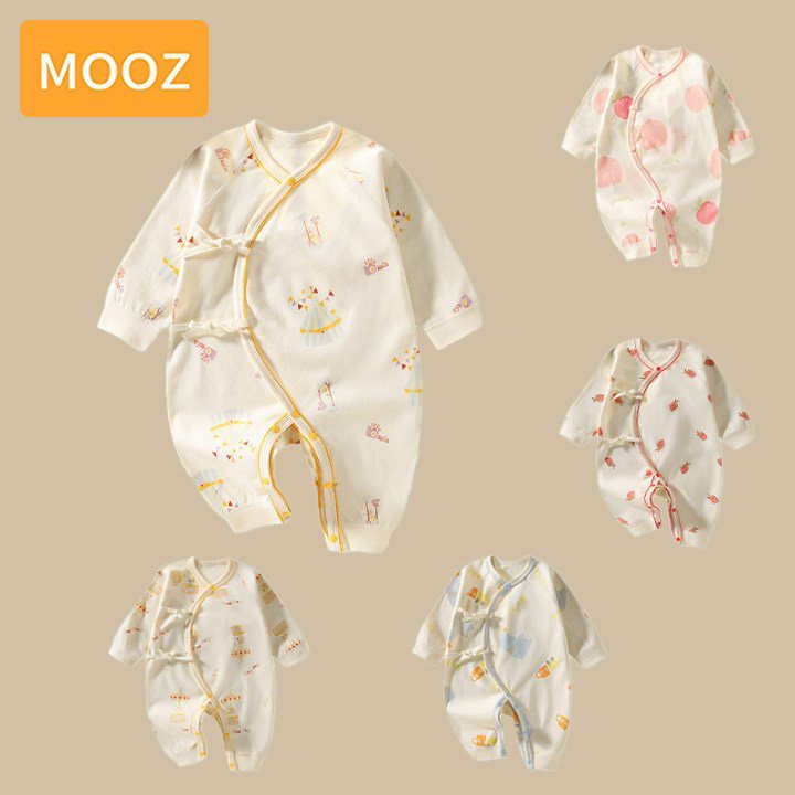 [Stock in Thailand] MOOZ 2024 บอดี้สูททารก เสื้อผ้าชิ้นเดียวสำหรับทารกแรกเกิด ผ้าฝ้ายสองชั้นป้องกันหน้าท้องสวมใส่สบายและระบายอากาศเหมาะสำหรับทารกอายุ0-6เดือน CFS085