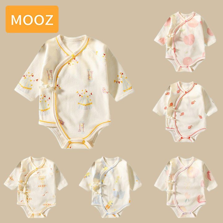 [Stock in Thailand] MOOZ บอดี้สูททารก ใหม่เด็กสามเหลี่ยมจั๊มสูทเด็กกางเกงรัดรูปเสื้อชิ้นเดียวผ้าฝ้ายแท้ระบายอากาศสองชั้นป้องกันความเย็นเหมาะสำหรับเด็กอายุ0-1ปี CFS084