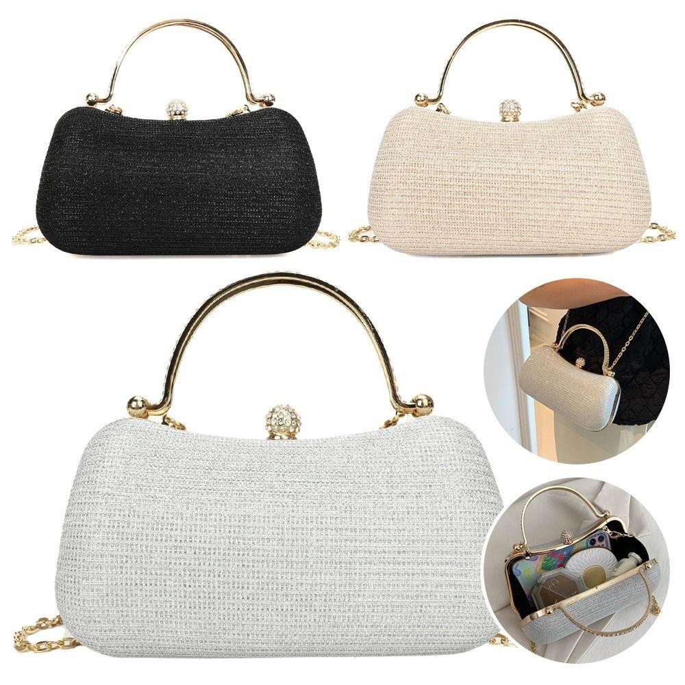 Tonfashion 1 ชิ้น กระเป๋าราตรี, กระเป๋าคลัทช์ สะพายไหล่ กระเป๋าสตางค์, แฟชั่น ไข่ รูปร่าง อาหารค่ํา กระเป๋า พลอยเทียม ผู้หญิง กระเป๋าถือ สําหรับงานแต่งงาน ปาร์ตี้