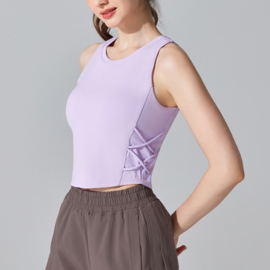 L.CIRCLEFixed Cup Yoga Sports Bra Running Fitness ต้านเชื้อแบคทีเรีย