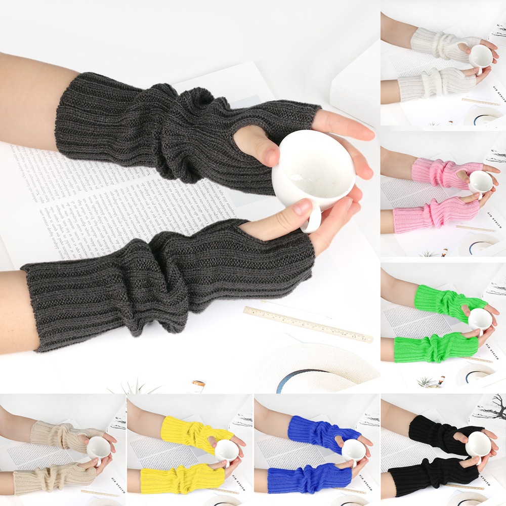 Lolita คอสเพลย์สาว Fingerless ถุงมือแขนอุ่น Gothic สุภาพสตรีถัก Y2k Kawaii สีขาวมือถุงมือทํางานข้อเท้าข้อมือ yk