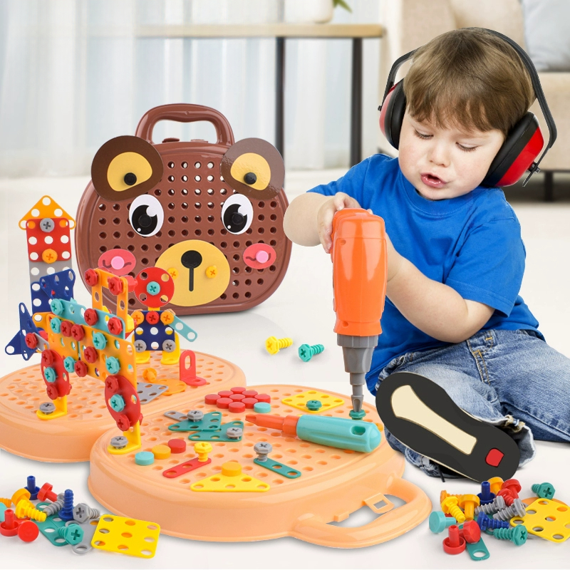 ชุดของเล่นเครื่องมือช่าง DIY สำหรับเด็กผู้ชาย 208PCS เสริมทักษะการคิดและการซ่อมแซมด้วยสว่านไฟฟ้าและเครื่องมือขันสกรู
