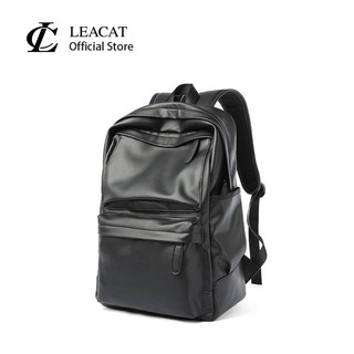 Leacat Men's Backpack Pu Leather School Fashion Waterproof Travel Bag Casual For Men