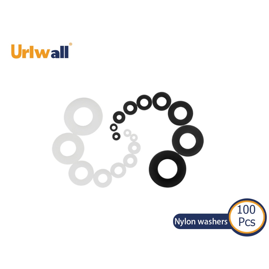 Urlwall 100PCS M2-M12 สีดําสีขาวพลาสติกปะเก็นไนลอนแบนฮาร์ดแวร์อุปกรณ์เสริมพิเศษปะเก็นแบนปะเก็นฉนวนกั
