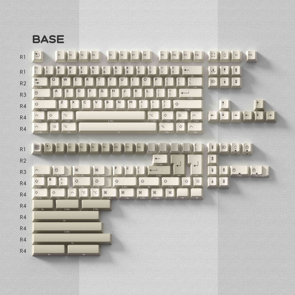 Pbtfans วัสดุ PBT สีเทาพาสเทล โปรไฟล์เชอร์รี่ Doubleshot