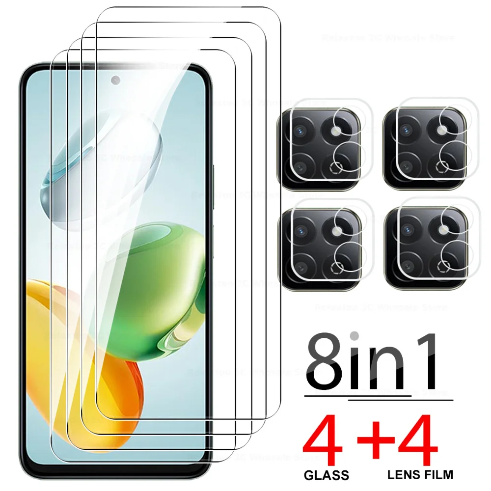 8in1 กระจกนิรภัยใสสำหรับ Honor 200 Smart ป้องกันหน้าจอ Honor X7c 4G X7c Honor200Smart 200Smart ฟิล์ม