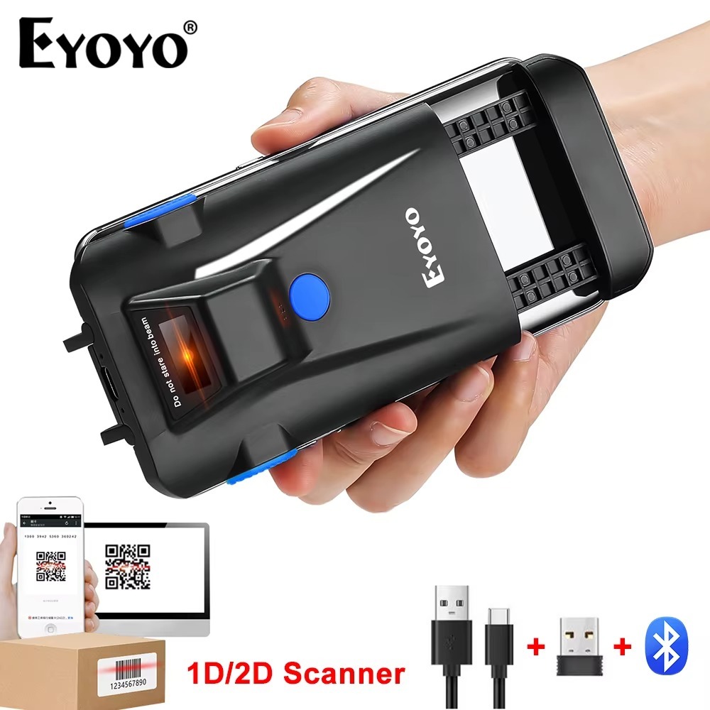 Eyoyo EY-024 Back Clip-On Portable 1D/2D Bluetooth Barcode Scanner,สนับสนุนสแกนสัญลักษณ์ที่อุดมไปด้ว