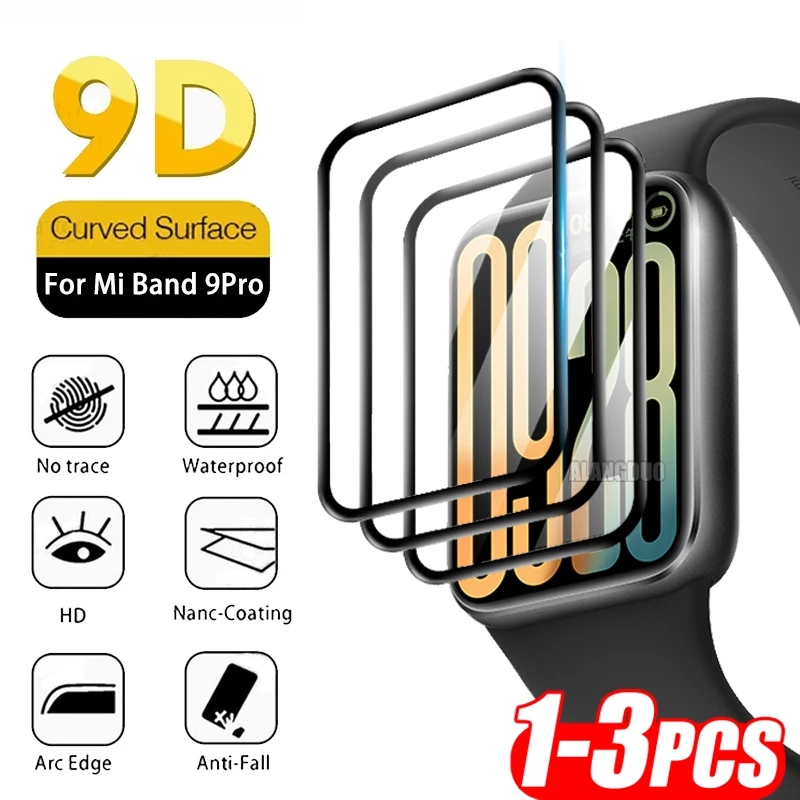 3D ฟิล์มป้องกันสําหรับ Xiaomi Mi Band 10 9 8 7 Pro Full Curved Edge Screen Protector สําหรับ Xiaomi Smart Band 9Pro 10Pro ไม่ใช่กระจกนิรภัย