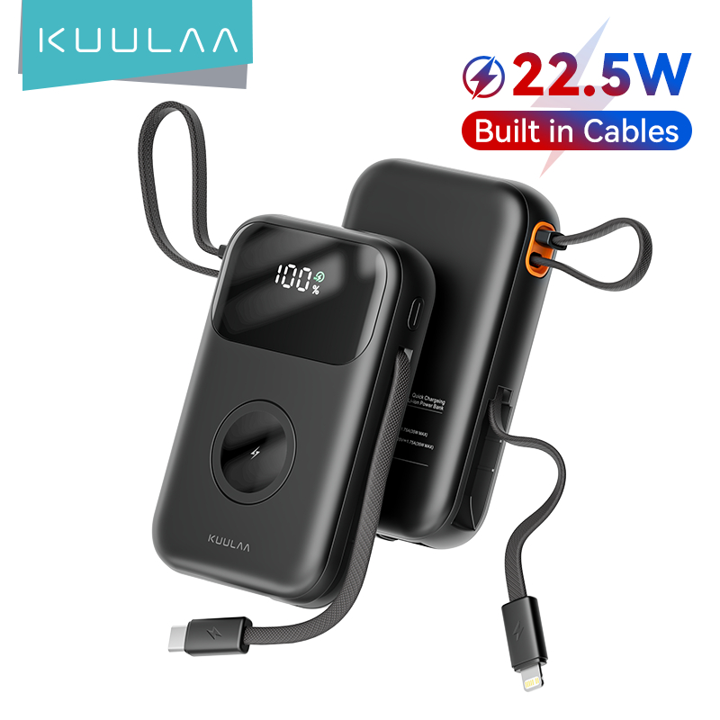 Kuulaa แบบพกพา 10000 mAh power bank 22.5 W pd fast charging powerbank สําหรับ iphone iwatch wireless