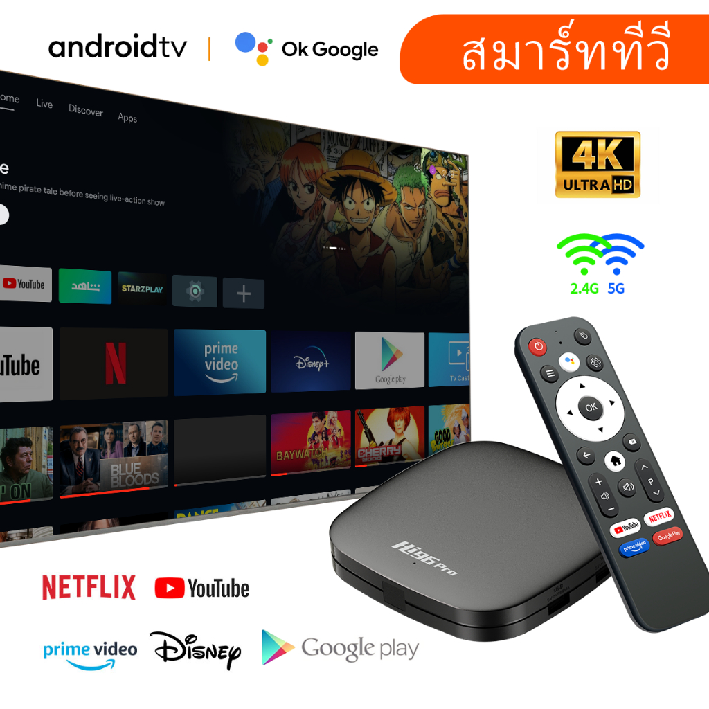 ใหม่ล่าสุด Hi96 PRO Android 11 4K/HD Digital TV Box รองรับ RAM2G + ROM8GB นาฬิกา Wifi บน Disney YouTube Netflix