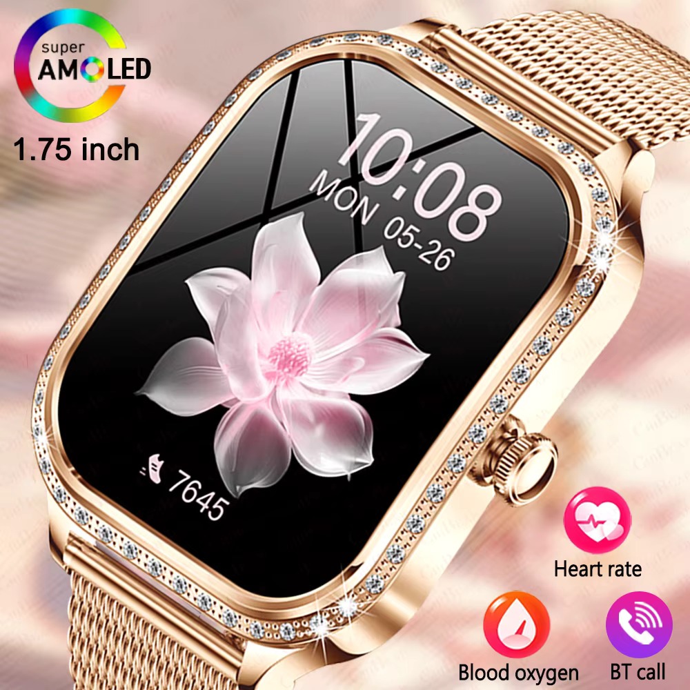 ใหม่แฟชั่นสุภาพสตรีsmartwatch AMOLEDผู้หญิงสุขภาพบลูทูธนาฬิกากันน้ํากีฬาฟิตเนสSmartwatchสําหรับXiaom
