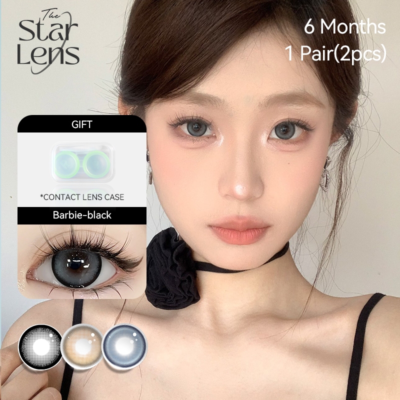 Starlens Barbie Black คอนแทคเลนส์ DIA 14.5mm. คอนแทคเลนส์สีเทา ใช้งาน 6 เดือน ตาโต