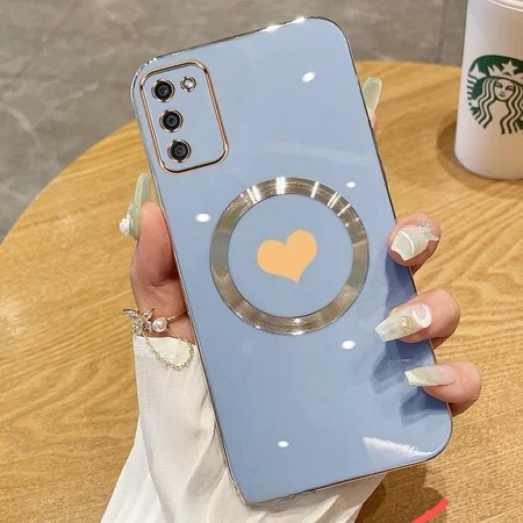 เคส Samsung A14 A22 5G A32 5G A53 5G A54 5G A42 M42 ขอบตรงหัวใจแม่เหล็กดูดเหล็กกรณีโทรศัพท์