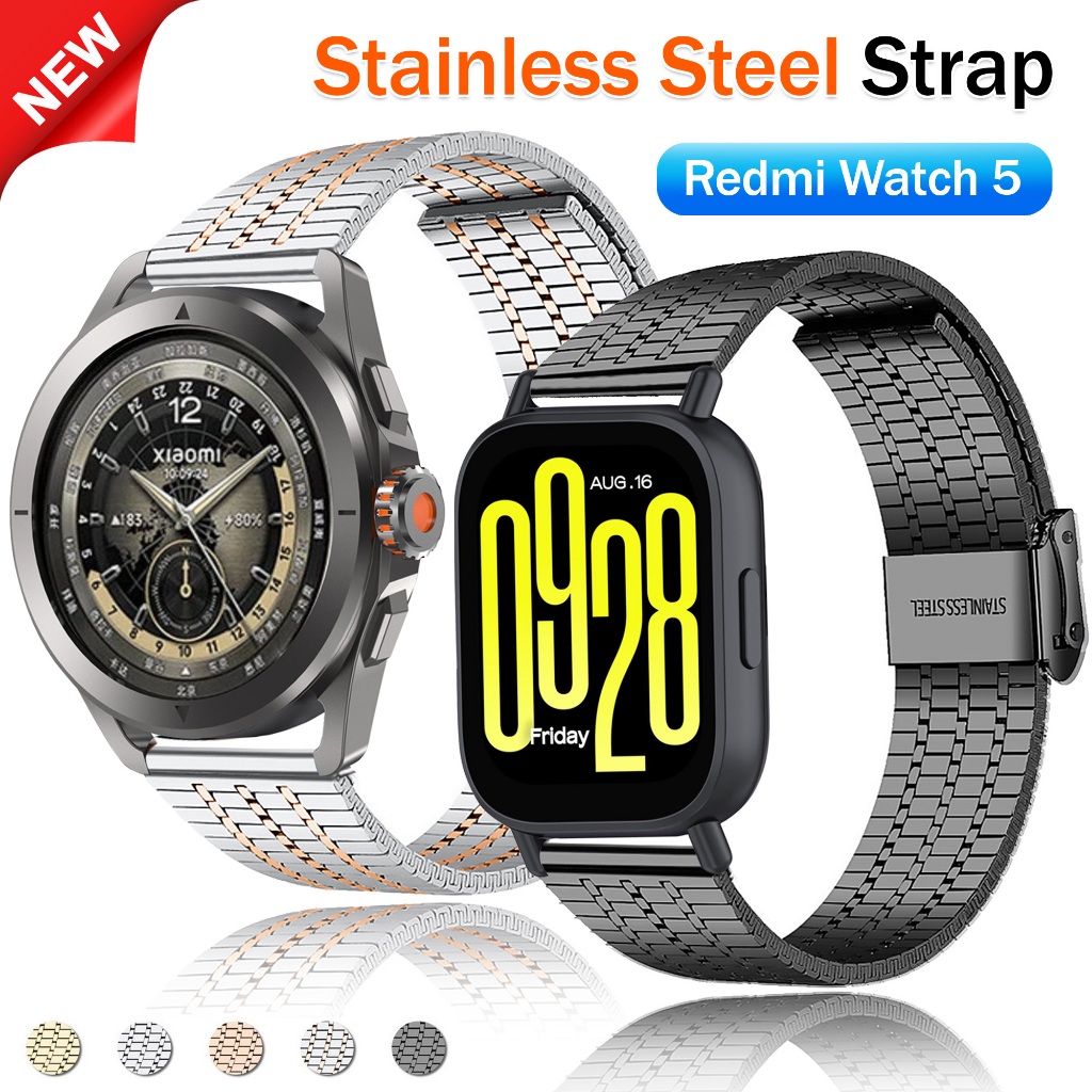 โลหะสแตนเลสสําหรับ Redmi Watch 5 Active & 5 Lite 22 มม.20 มม.สร้อยข้อมือกีฬาสําหรับ Xiaomi นาฬิกา S4/S3/S2/S1 สายรัดข้อมือ MI Watchstrap