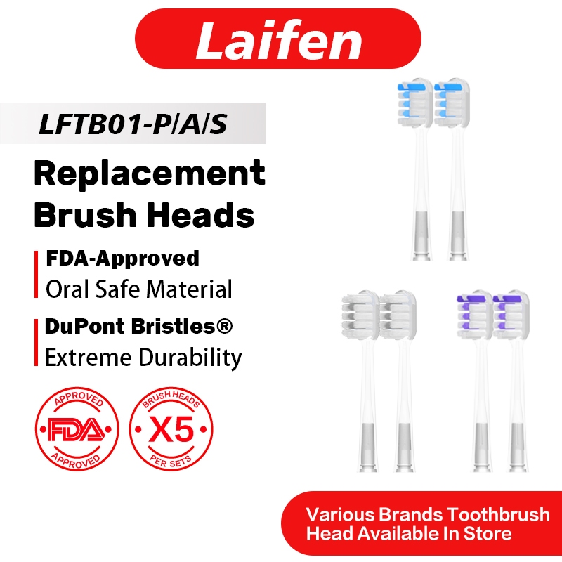 หัวแปรงสีฟันทดแทนสําหรับ Laifen 5 ชิ้นหัวแปรงสีฟันไฟฟ้ามืออาชีพหัวแปรงเติมสําหรับ Laifen LFTB01-P/A/S