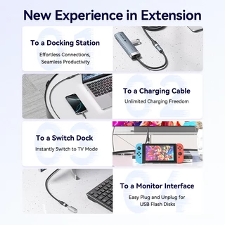 Vention USB Type-C 3.2 Gen2 ชายหญิง PD 100W Fast Charing Extension Cable 5A 10Gbps ความเร็ว 4K@60Hz