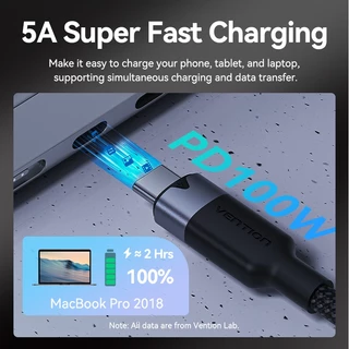 Vention USB Type-C 3.2 Gen2 ชายหญิง PD 100W Fast Charing Extension Cable 5A 10Gbps ความเร็ว 4K@60Hz