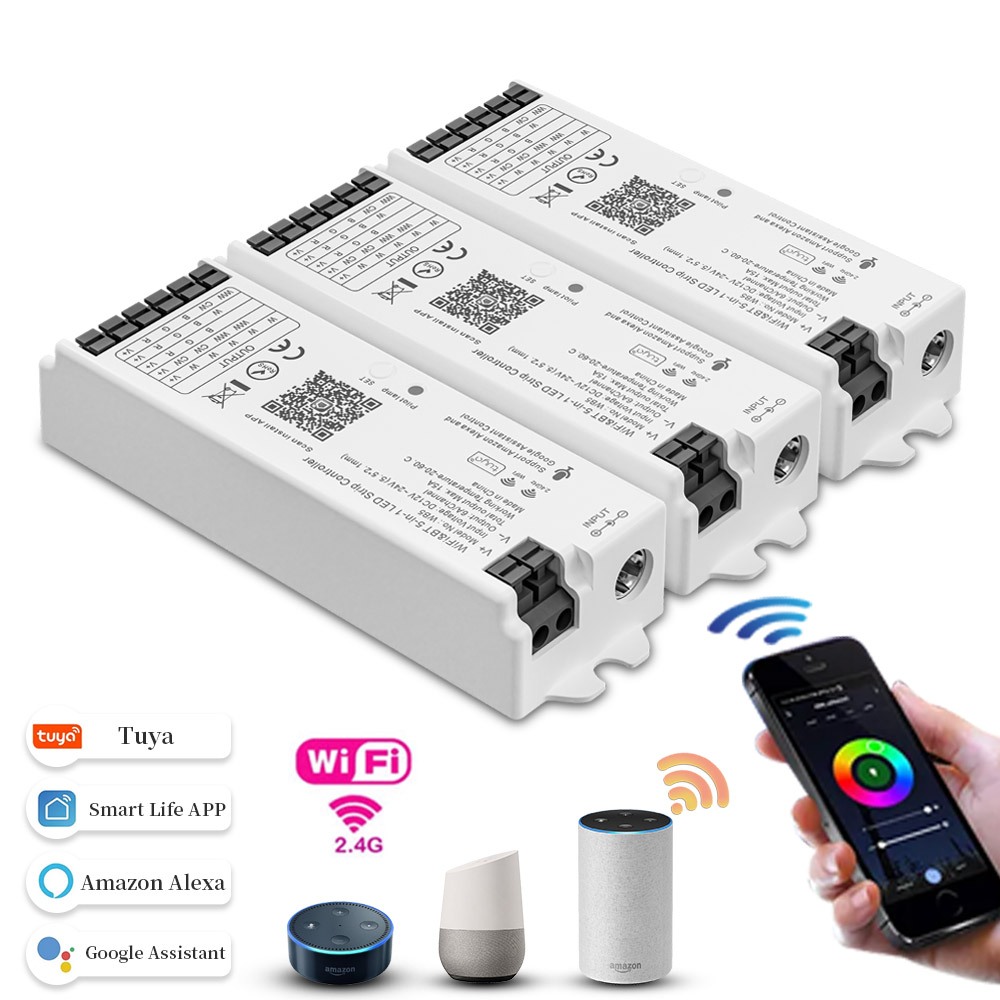 Wb5 ตัวควบคุมแถบ Led รองรับ Alexa และ Google WIFI และ Bluetooth Assistance เสียง 4 โซน RGB + CCT สําหรับไฟเทป Led