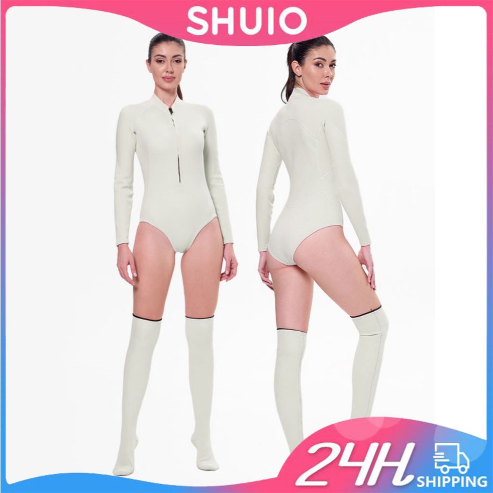 Shuio 2MM Neoprene แขนยาวชุดดําน้ําผู้หญิงดําน้ําดูปะการัง Surf Wetsuit