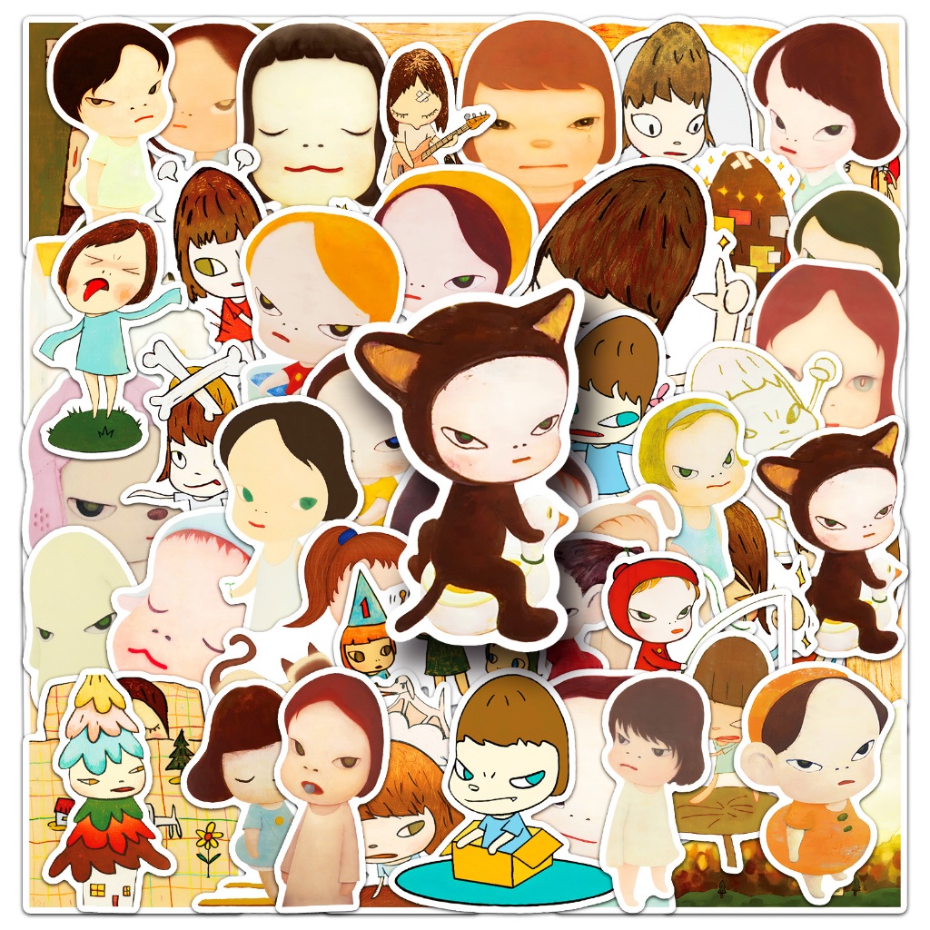 51 ชิ้น Yoshitomo Nara ตุ๊กตาสติกเกอร์กันน้ํา DIY สําหรับเคสโทรศัพท์แล็ปท็อปรถสติกเกอร์ Creative Home Decal