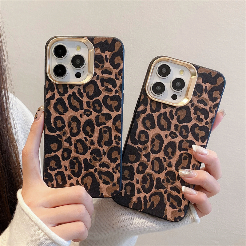 【Matte silicone soft case/Leopard print/Brown】เคส compatible for iphone 11 12 13 14 15 16 pro max case