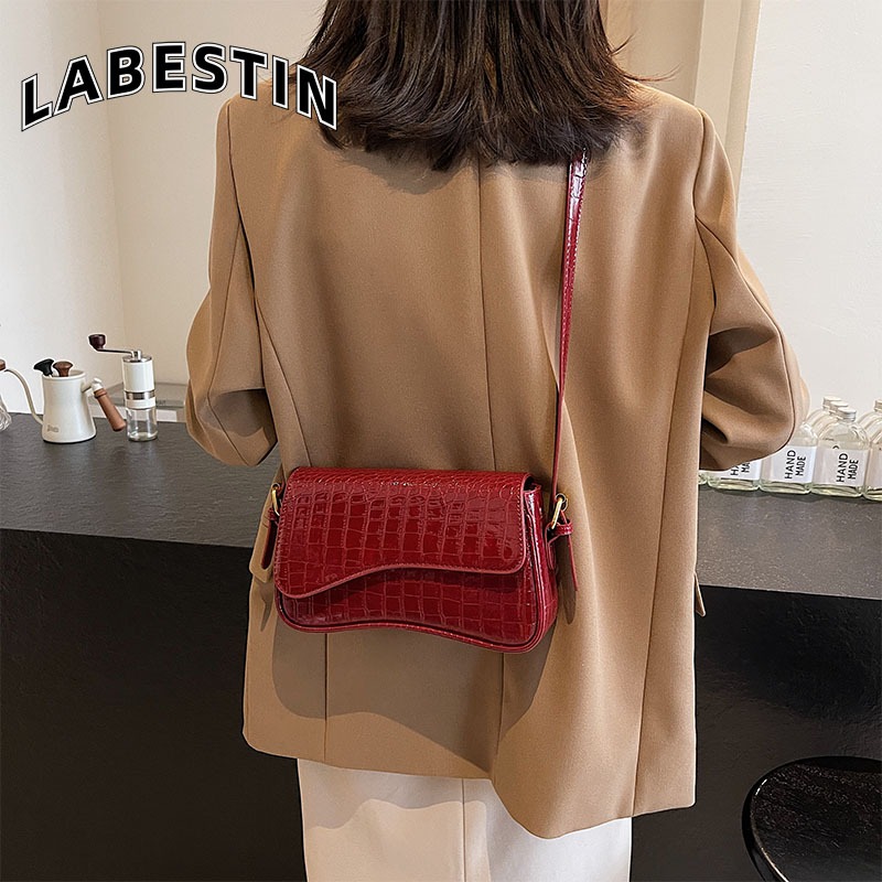LABESTIN กระเป๋าผู้หญิงใหม่ไหล่เดียวเอียงใต้วงแขนกระเป๋าเป้สะพายหลังสี่เหลี่ยมเล็ก