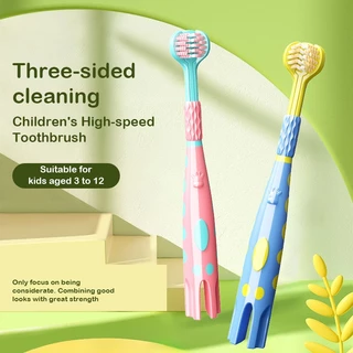 แบรนด์เกาหลี ดร แบ๊ก แปรงสีฟันสามด้านสําหรับเด็กผมนุ่มสําหรับเด็กอายุ 3-12 ปีพร้อมการออกแบบยีราฟการ์ตูนน่ารัก